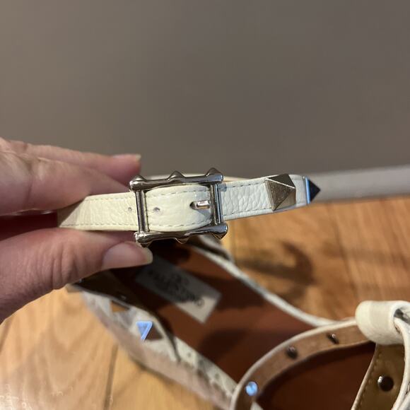 VALENTINO GARAVANI Rockstud Double Leather Wedge Espadrille Sandals Sz 39 / 9 - Picture 12 of 13